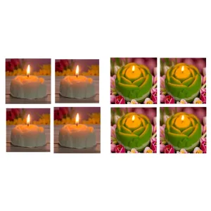 White and Green Color Fragrance Candle/Scented Candle/Floating Candle/Home Decor Candle/Candles/Combo Pack of 8