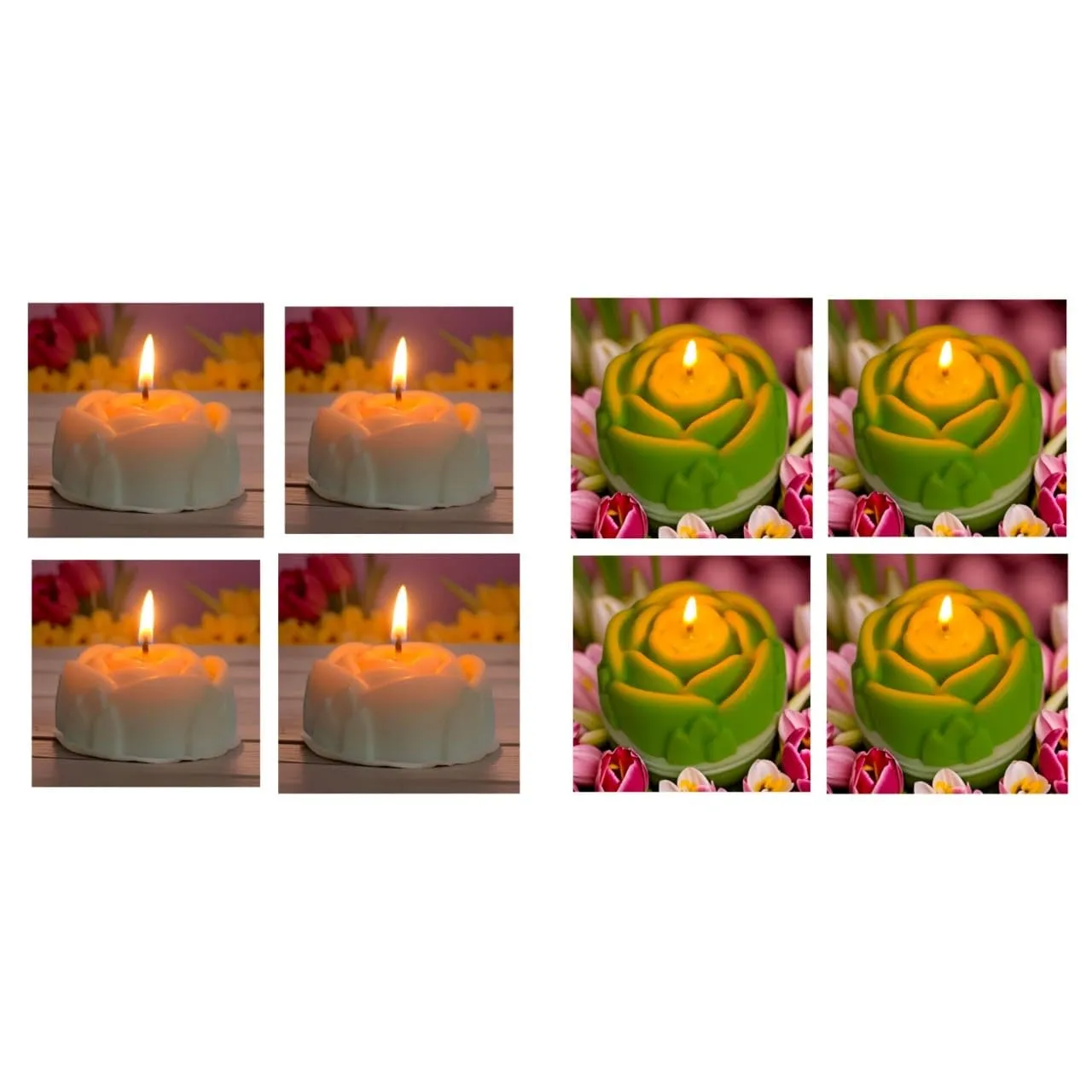 White and Green Color Fragrance Candle/Scented Candle/Floating Candle/Home Decor Candle/Candles/Combo Pack of 8